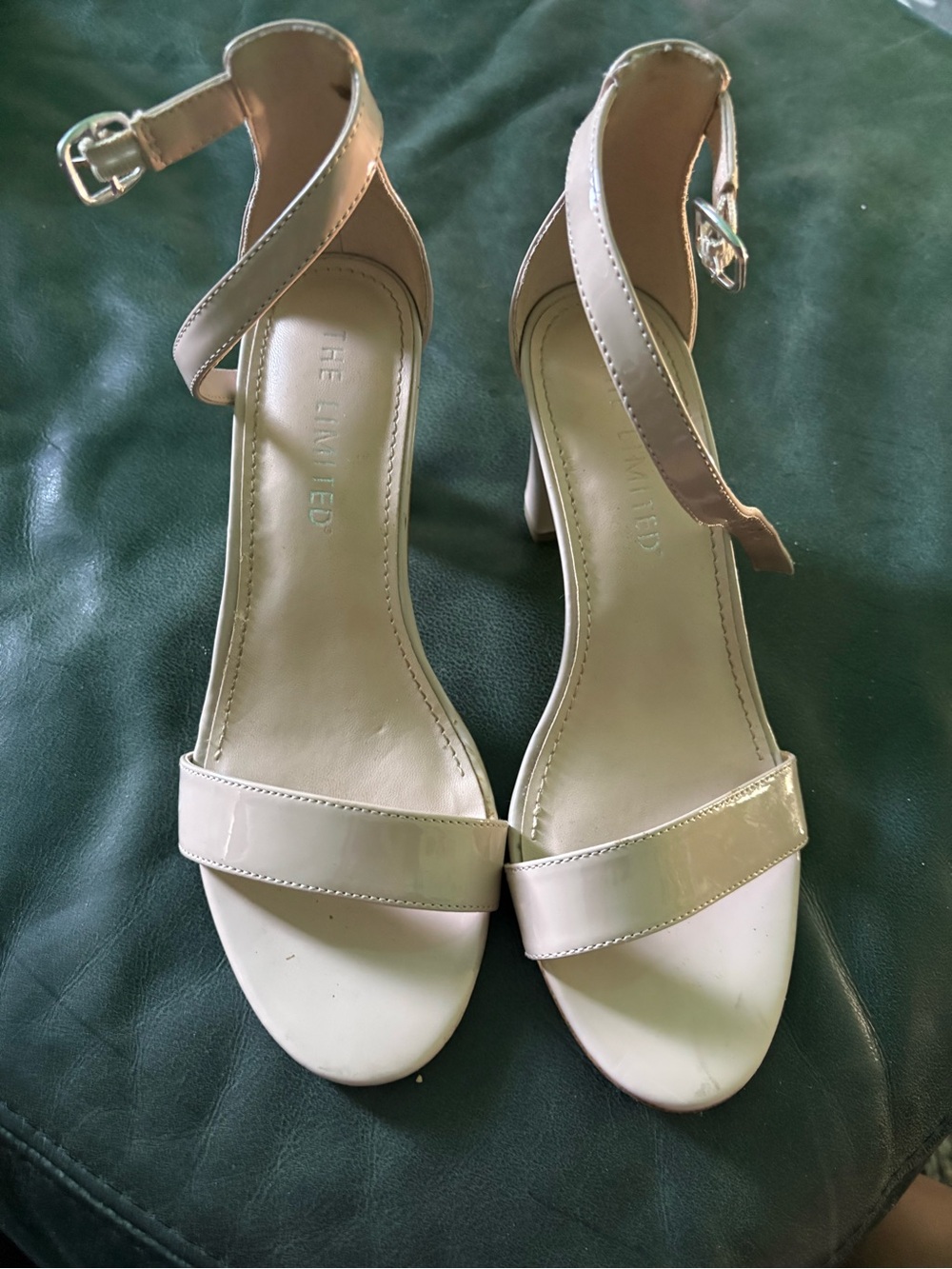 The Limited Nude Patent Ankle-Strap Block Heel Sandals